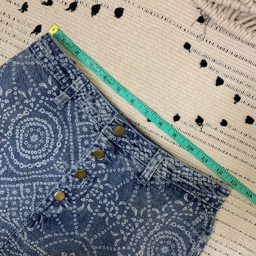 Free People Tribal Print Denim Mini Button Skirt - Picture 7 of 11